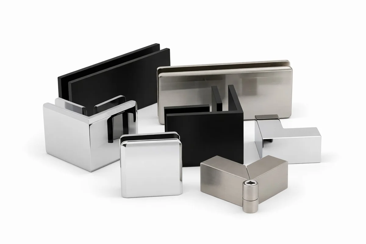 Frameless Shower Glass Clips & Brackets