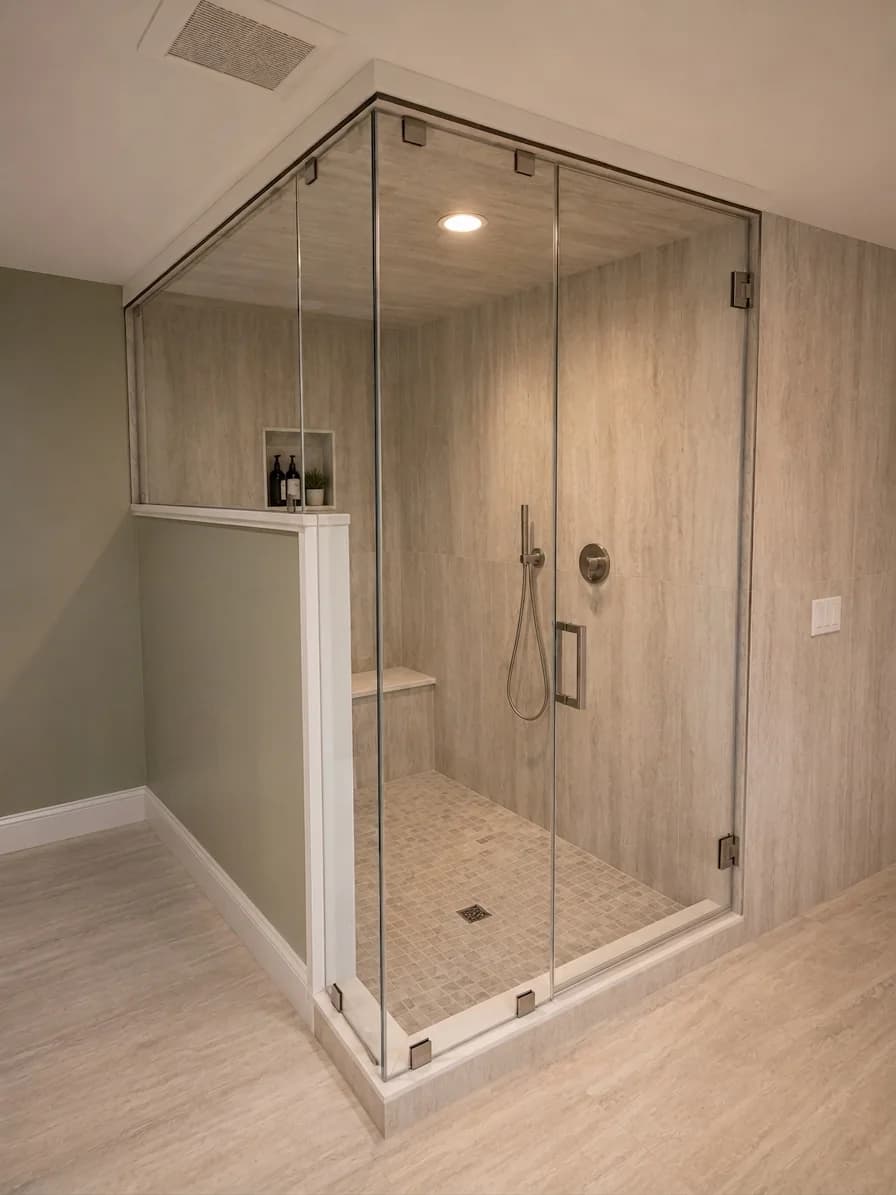 Oversized Frameless Enclosure With Fixed Panels
