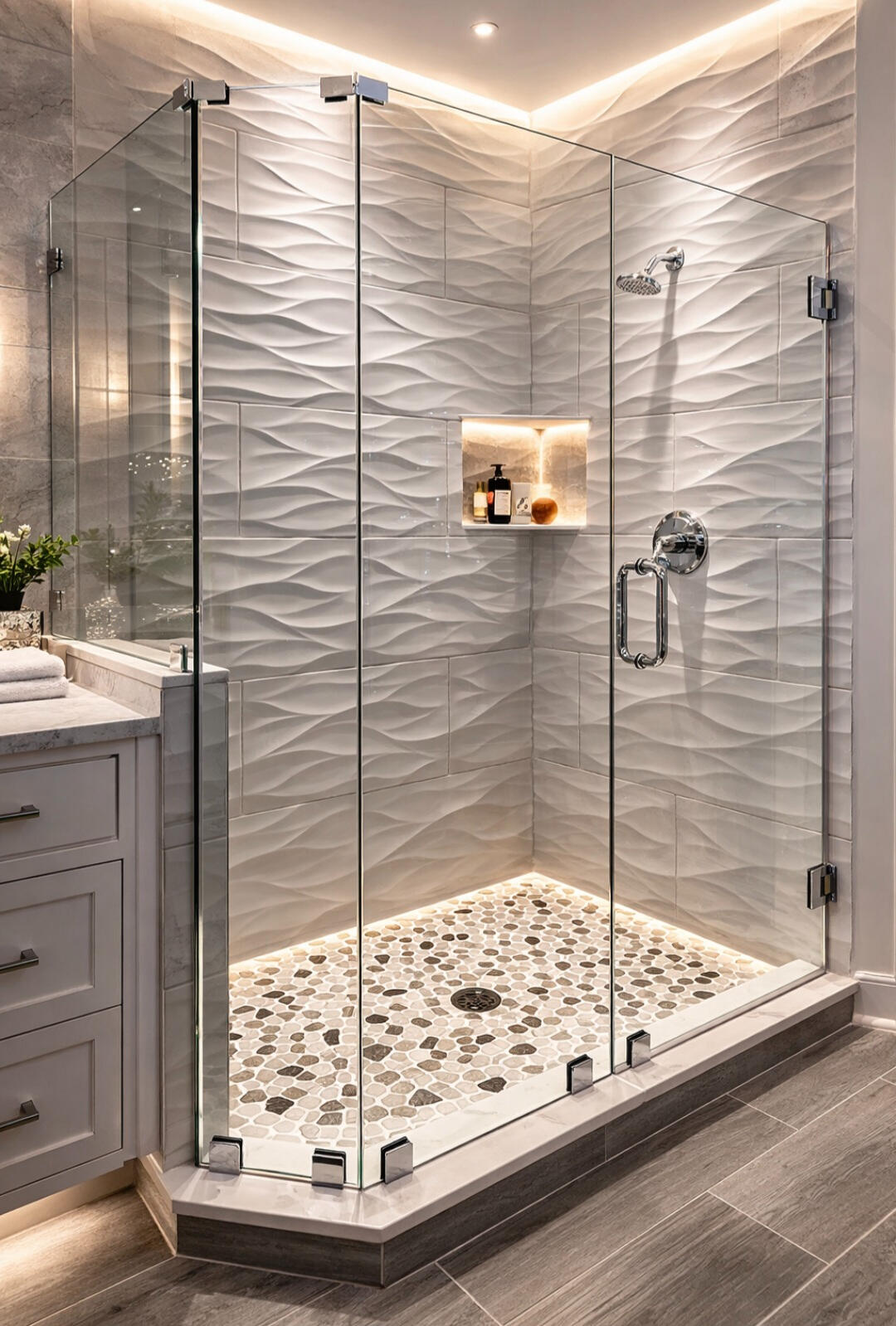 Matte black frameless shower